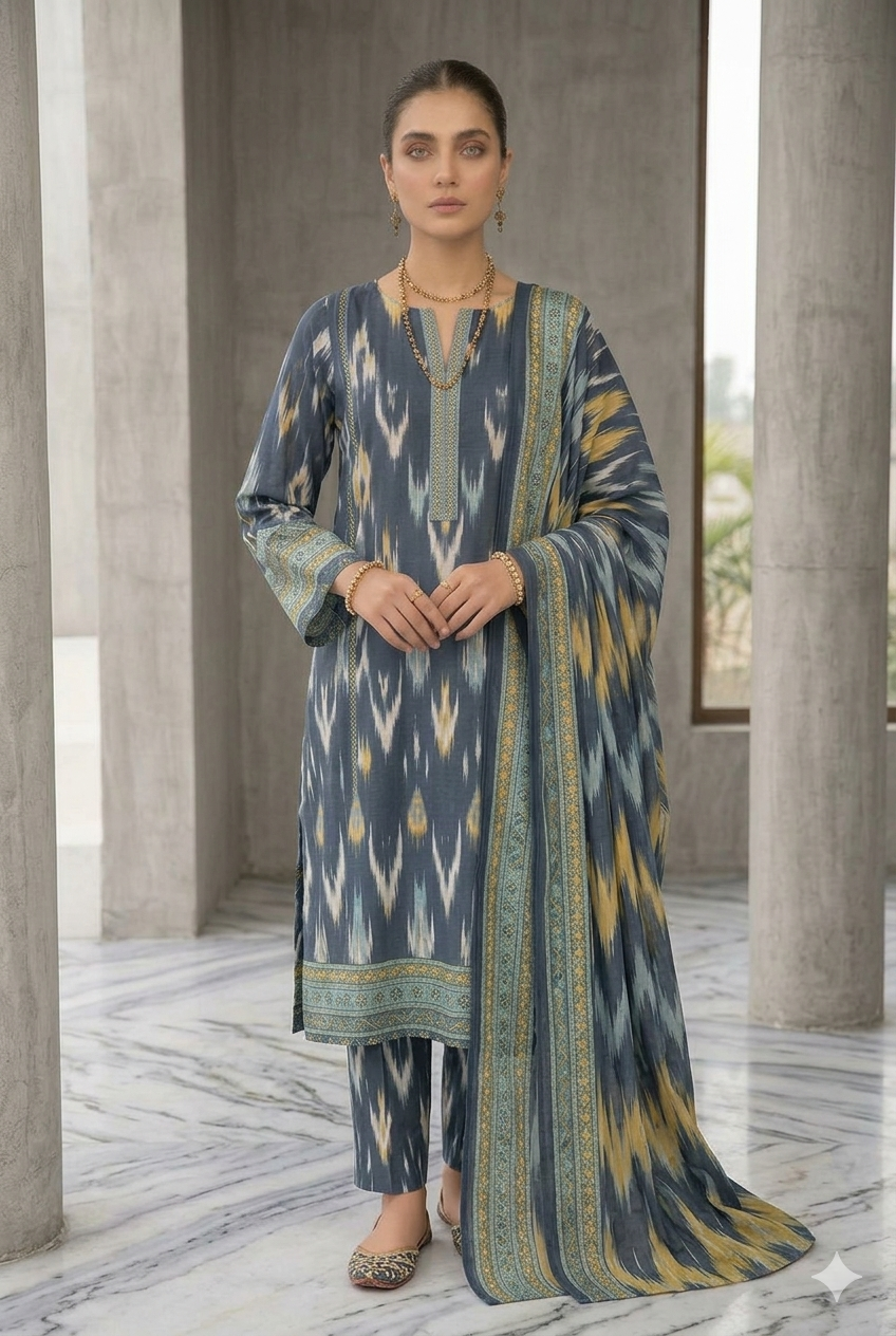Sea Waves LAWN - Unstitched