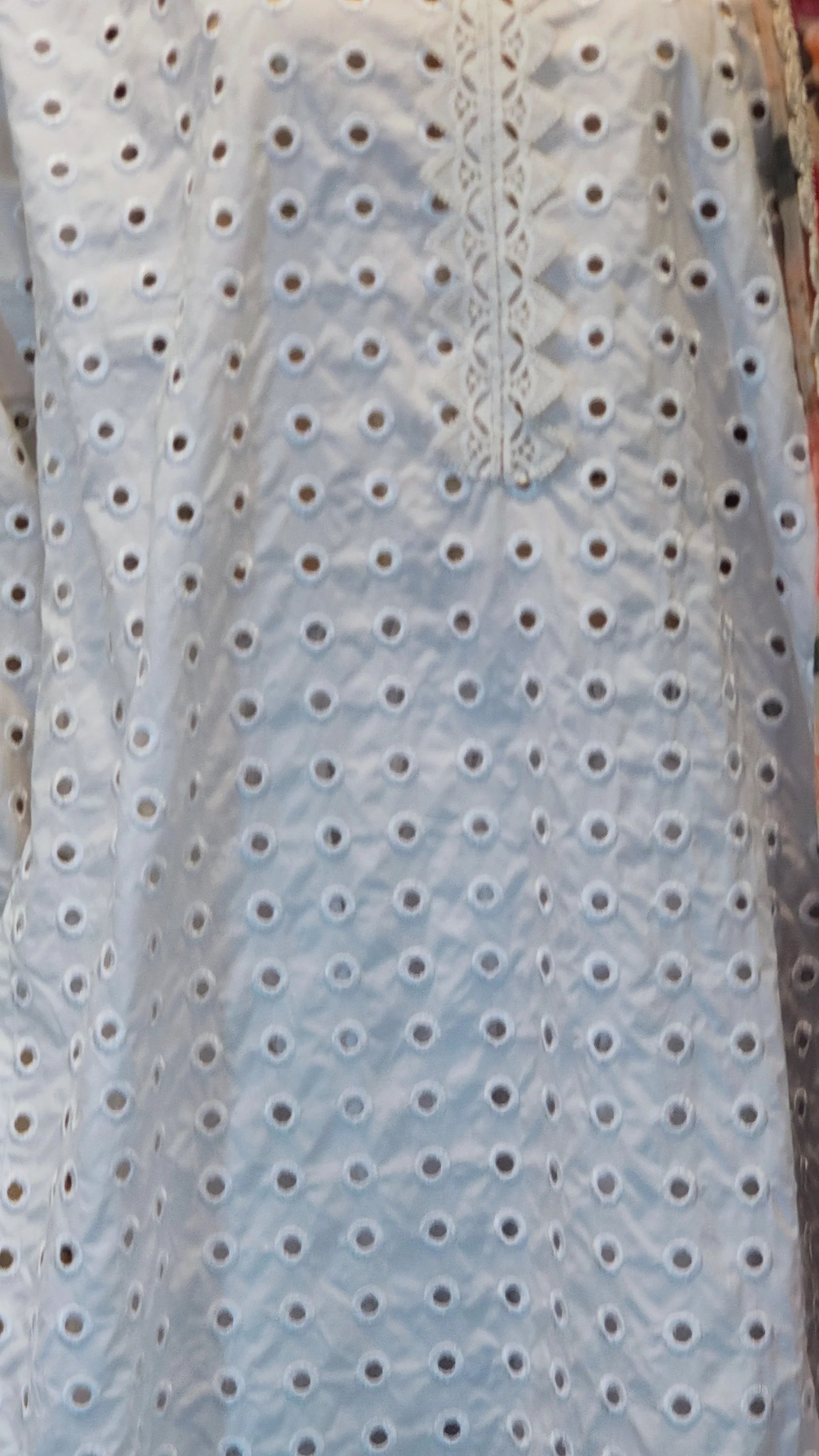 Pristine White Chikankari Eyelet 3-Piece Suit with Floral Print Dupatta